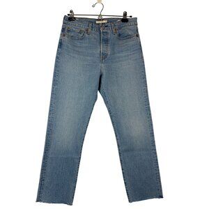 Levis Premium Wedgie Straight Jeans Womens 29 Light Wash Button Fly